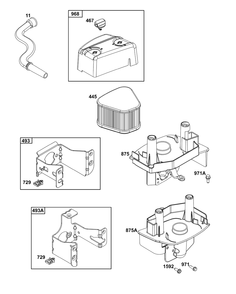 Air Cleaner Group Diagram and Parts List for 125P02-0066-H5 100000 - 19Z999 Briggs and Stratton Engine